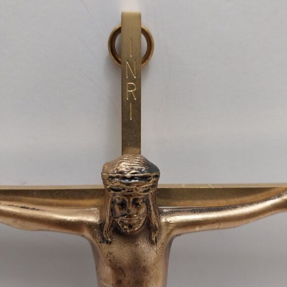 Vintage Brass Metal Crucifix Jesus Christian 10" X 5" #X24 - Picture 3 of 14